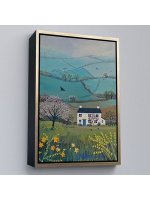 Çerçeveli Ingiliz Köy Evi Manzarası Duvar TABLOSU-6023