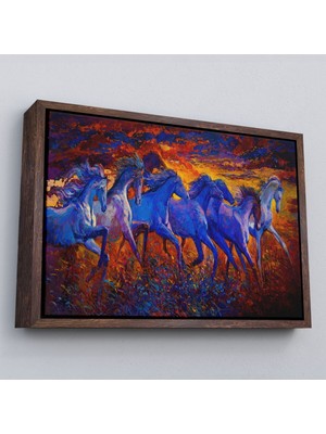 Çerçeveli Koşan Atlar Dekoratif Kanvas Duvar TABLOSU-3725