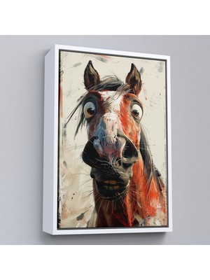 Çerçeveli Sevimli At Portre TABLOSU-7853