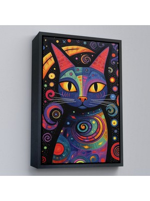 Çerçeveli Pablo Picasso Tarzı - Soyut Renkli Kedi TABLO-7542