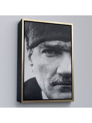 Çerçeveli Atatürk Portre Tablosu Mustafa Kemal Atatürk Dikdörtgen Dekoratif Kanvas TABLO-142