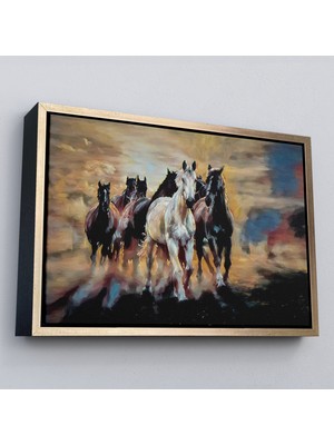 Çerçeveli Koşan Atlar Dekoratif Duvar TABLOSU-3670
