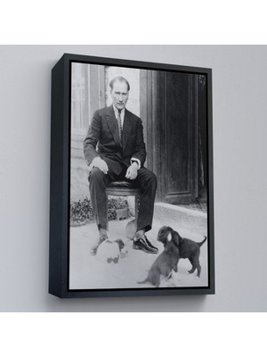 Çerçeveli Atatürk Portre Tablosu Mustafa Kemal Atatürk Dikdörtgen Dekoratif Kanvas Tablo-55