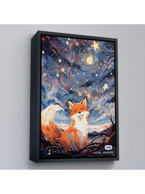 Çerçeveli Soyut Ormandaki Sarı Tilki TABLOSU-7839