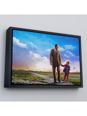 Çerçeveli Çocuk Bayramı Temalı Mustafa Kemal Atatürk ve Çocuklar Dekoratiftablo(Tek Parça)-84