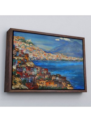 Çerçeveli Napoli Manzarası Yağlıboya Görünüm Dekoratif Kanvas Duvar TABLOSU-3435