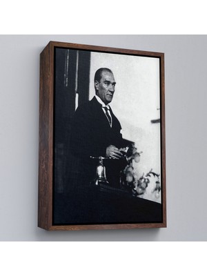 Çerçeveli Atatürk Portre Tablosu Mustafa Kemal Atatürk Dikdörtgen Dekoratif Kanvas TABLO-148