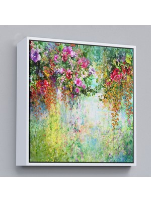 Çerçeveli Soyut Çiçekler Suluboya Görünüm Dekoratif Kanvas Duvar TABLOSU-5832