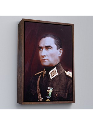 Çerçeveli Atatürk Portre Tablosu Mustafa Kemal Atatürk Dikdörtgen Dekoratif Kanvas Tablo-67