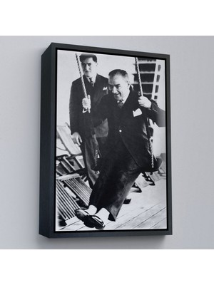Çerçeveli Atatürk Portre Tablosu Mustafa Kemal Atatürk Dikdörtgen Dekoratif Kanvas TABLO-146