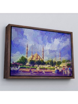 Çerçeveli Sultan Ahmet Camii Yağlıboya Görünüm Dekoratif Kanvas Duvar TABLOSU-3671