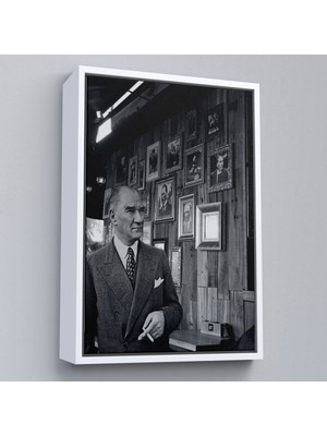 Çerçeveli Atatürk Portre Tablosu Mustafa Kemal Atatürk Dikdörtgen Dekoratif Kanvas TABLO-135
