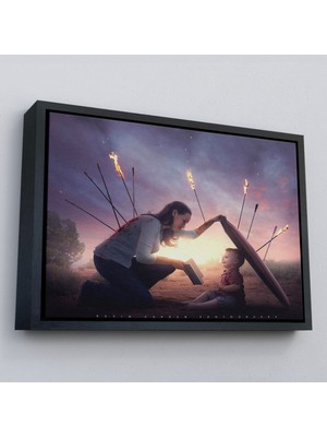 Çerçeveli Çocuğunu Bilgi Ile Koruyan Anne Kanvas Tablo, Kütüphane POSTERI-5411