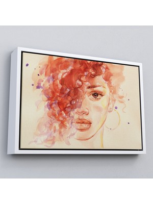 Çerçeveli Afrikalı Kadın Suluboya Görünüm Dekoratif Kanvas TABLO-3732