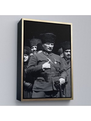 Çerçeveli Atatürk Portre Tablosu Mustafa Kemal Atatürk Dikdörtgen Dekoratif Kanvas TABLO-123