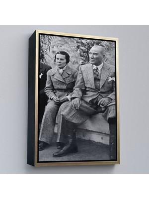Çerçeveli Atatürk Portre Tablosu Mustafa Kemal Atatürk Dikdörtgen Dekoratif Kanvas TABLO-144