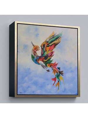 Çerçeveli Renkli Simurg Kuşu Anka Kuşu Kanvas TABLO-5326