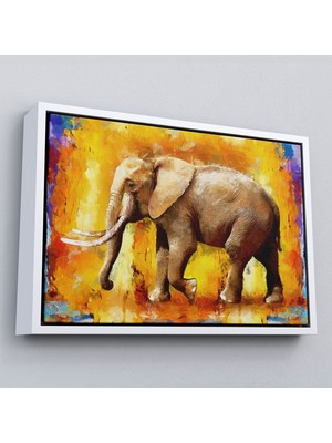 Çerçeveli Modern Sanat Tarzı Yürüyen Fil Yağlıboya Görünüm Kanvas Duvar TABLOSU-3688