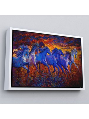 Çerçeveli Koşan Atlar Dekoratif Kanvas Duvar TABLOSU-3725