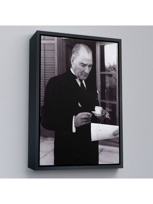 Çerçeveli Atatürk Portre Tablosu Mustafa Kemal Atatürk Dikdörtgen Dekoratif Kanvas TABLO-141