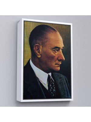 Çerçeveli Atatürk Portre Tablosu Mustafa Kemal Atatürk Dikdörtgen Dekoratif Kanvas Tablo-85