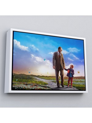 Çerçeveli Çocuk Bayramı Temalı Mustafa Kemal Atatürk ve Çocuklar Dekoratiftablo(Tek Parça)-84