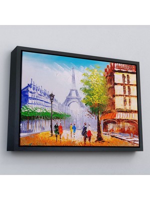 Çerçeveli Eyfel Kulesi Manzaralı Yağlıboya Görünüm Dekoratif Kanvas Duvar TABLOSU-3484