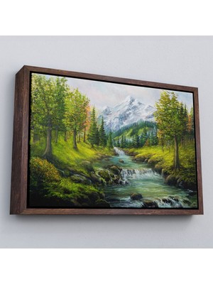 Çerçeveli Karlı Dağlar ve Ilk Bahar Manzarası Duvar TABLOSU-3527