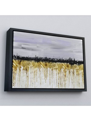 Çerçeveli Gold Siyah ve Mavinin Müthiş Uyumu Modern Kanvas TABLO-5051
