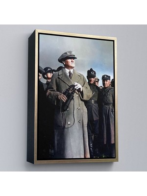 Çerçeveli Atatürk Portre Tablosu Mustafa Kemal Atatürk Dikdörtgen Dekoratif Kanvas TABLO-131