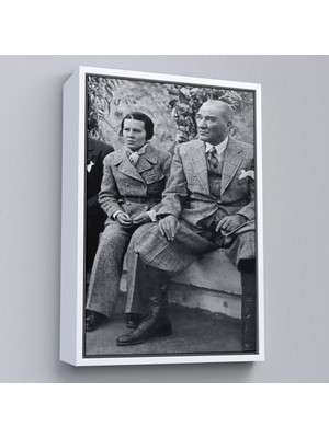 Çerçeveli Atatürk Portre Tablosu Mustafa Kemal Atatürk Dikdörtgen Dekoratif Kanvas TABLO-144