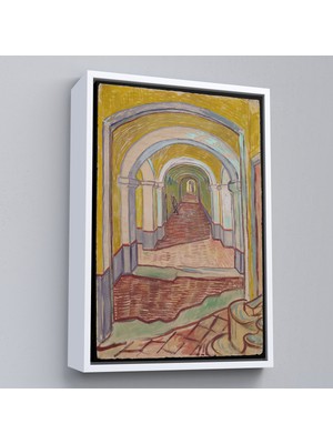 Çerçeveli Vincent Van Gogh - Akıl Hastanesi Koridor Girişi Tablo - Corridor In The ASYLUM-7474