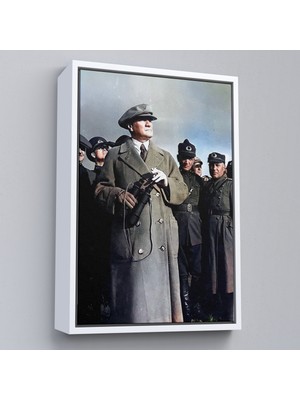 Çerçeveli Atatürk Portre Tablosu Mustafa Kemal Atatürk Dikdörtgen Dekoratif Kanvas TABLO-131