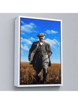Çerçeveli Atatürk Portre Tablosu Mustafa Kemal Atatürk Dikdörtgen Dekoratif Kanvas TABLO-129