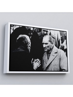 Çerçeveli Atatürk Portre Tablosu Mustafa Kemal Atatürk Dikdörtgen Dekoratif Kanvas TABLO-147