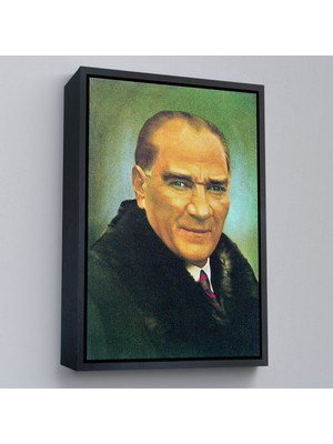 Çerçeveli Atatürk Portre Tablosu Mustafa Kemal Atatürk Dikdörtgen Dekoratif Kanvas Tablo-70