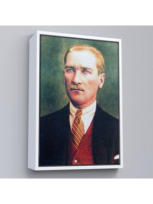 Çerçeveli Atatürk Portre Tablosu Mustafa Kemal Atatürk Dikdörtgen Dekoratif Kanvas Tablo-69