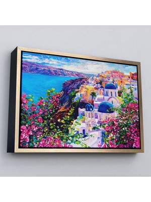 Çerçeveli Santorini Yunanistan Güzel Bir Kızın Kavramsal Soyut RESMI-3754