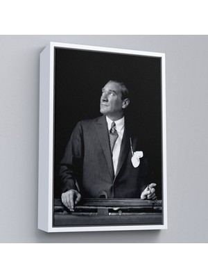 Çerçeveli Atatürk Portre Tablosu Mustafa Kemal Atatürk Dikdörtgen Dekoratif Kanvas Tablo-86