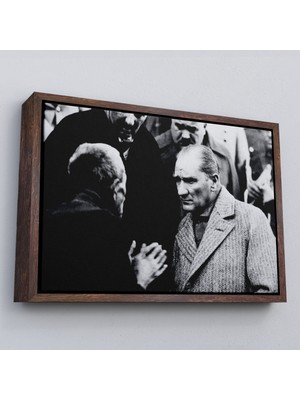 Çerçeveli Atatürk Portre Tablosu Mustafa Kemal Atatürk Dikdörtgen Dekoratif Kanvas TABLO-147