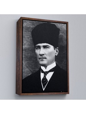 Çerçeveli Atatürk Portre Tablosu Mustafa Kemal Atatürk Dikdörtgen Dekoratif Kanvas Tablo-60