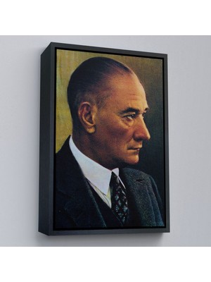 Çerçeveli Atatürk Portre Tablosu Mustafa Kemal Atatürk Dikdörtgen Dekoratif Kanvas Tablo-85