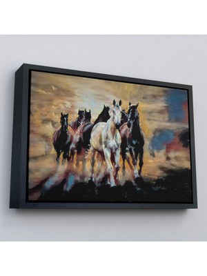 Çerçeveli Koşan Atlar Dekoratif Duvar TABLOSU-3670