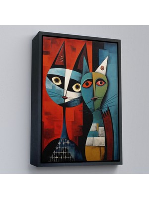 Çerçeveli Pablo Picasso Tarzı - Soyut Renkli Kedi TABLO-7370
