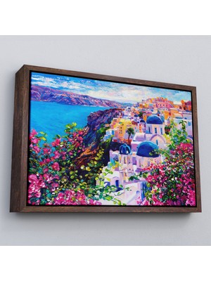 Çerçeveli Santorini Yunanistan Güzel Bir Kızın Kavramsal Soyut RESMI-3754
