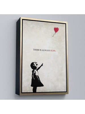 Çerçeveli Banksy Kırmızı Balonlu Kız Dekoratif Modern Kanvas TABLO-4962