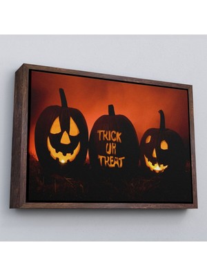 Çerçeveli Cadılar Bayramı Korkunç Kabak Kanvas Dekoratif Duvar TABLOSU-5201