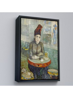 Çerçeveli Vincent Van Gogh - Kafede - Le Tambourin'deki Agostina Segatori TABLO-7458