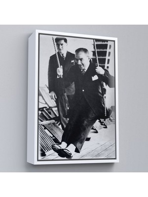 Çerçeveli Atatürk Portre Tablosu Mustafa Kemal Atatürk Dikdörtgen Dekoratif Kanvas TABLO-146