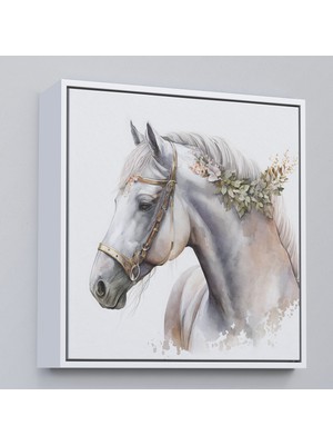 Çerçeveli Beyaz At TABLOSU-8363